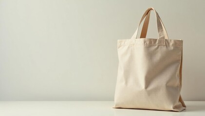 A reusable shopping bag made of natural fabric, folded neatly , neat, organic