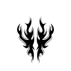 Abstract black tribal design with sharp, elongated shapes on a white background for creative use