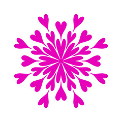 Vibrant pink heart pattern radiating outward, creating a joyful and festive atmosphere