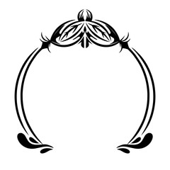 Elegant black and white decorative frame design with floral elements and empty center space