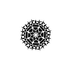Fototapeta premium Intricate black and white mandala design featuring geometric shapes and patterns, ideal for creative projects