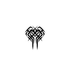 Abstract tribal design featuring intertwined shapes resembling hands on a white background