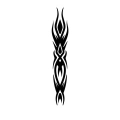 Abstract tribal design featuring intricate patterns and sharp lines, suitable for tattoo art or graphic design