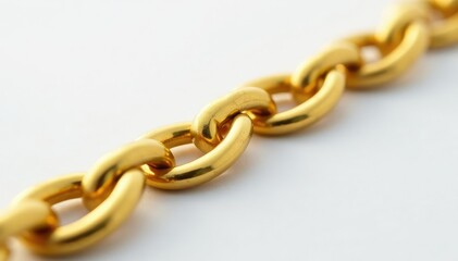 Obraz premium Close-up shot of a single gold hip-hop chain on white background, studio shot, music, hip hop culture