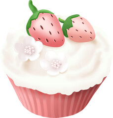 Strawberry shaped cookies and cream filled cupcakes