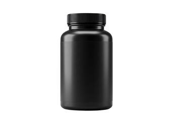 Minimalist Black Plastic Supplement Bottle Mockup with Transparent Backdrop
