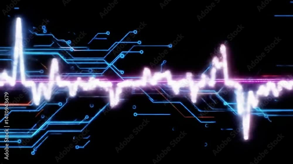 Poster digital heartbeat: circuitry pulse animation