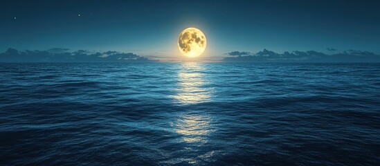 Vast ocean under a luminous moon