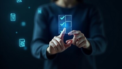 Project in Motion: Businessman Tracking Task Progress with Digital Checklist