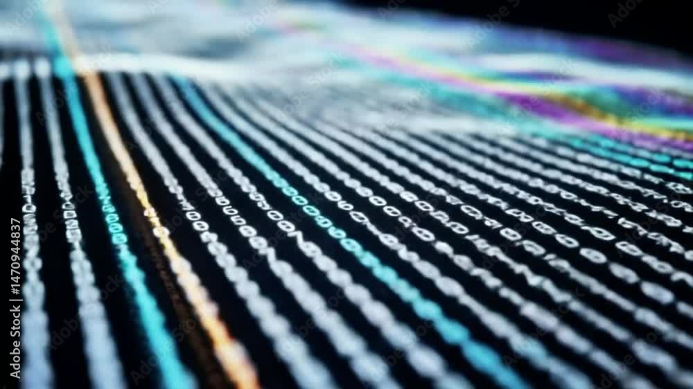 Poster Abstract Digital Data Stream: Binary Code Waves