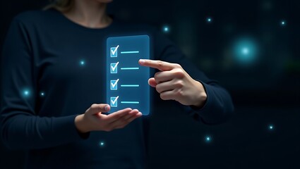 Project in Motion: Businessman Tracking Task Progress with Digital Checklist