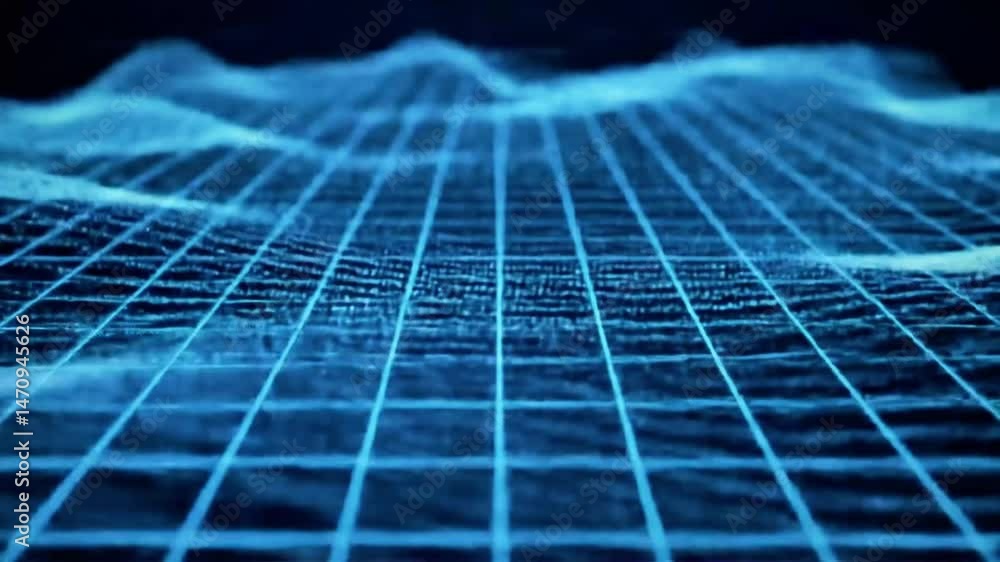 Poster Abstract Blue Data Waveforms Flowing Across Grid