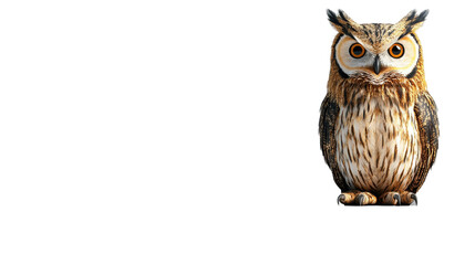 Naklejka premium Majestic Owl: A captivating portrait of an owl showcasing its intricate feathers, sharp gaze, and commanding presence. Highlighting the elegance and wisdom of this fascinating creature.