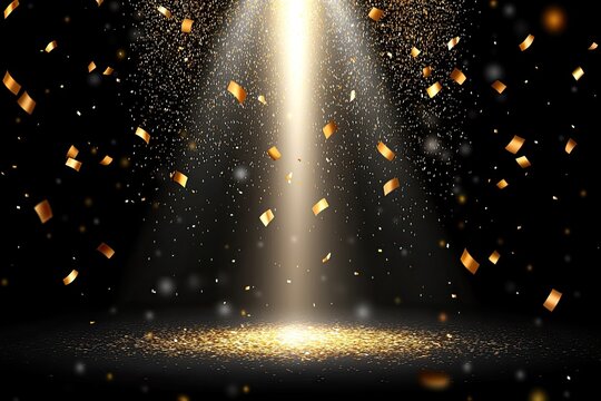 Golden spotlight on a dark stage