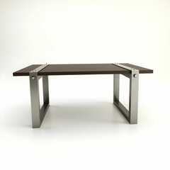 An industrial-style center table with a metal frame.