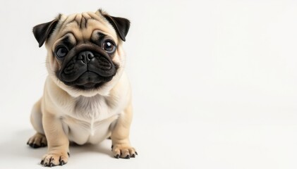 Obraz premium Adorable pug dog, isolated on pure white background, funny dog, canine, cute