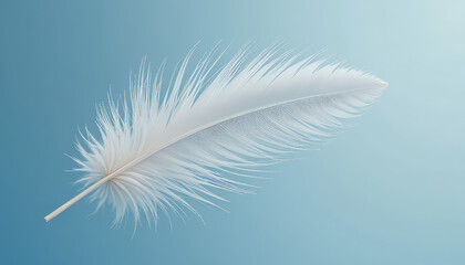 Fototapeta premium Delicate White Feather Texture: Close-Up on a Soft Blue Background
