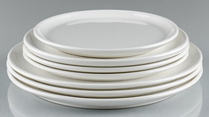 Stacked White Plates with Clean Dining, and Studio Shot.
