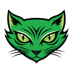 The piercing, bright green eyes of a dangerous wild cat gleam with intensity, exuding an aura of mystery and raw power, reflecting its predatory instincts.
