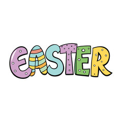 Charming hand-drawn text for an Easter card, featuring playful lettering with festive touches like eggs, bunnies, and spring flowers to brighten any greeting.

