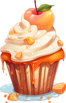 recommend clip art: Cupcakes topped with peaches and whipped cream