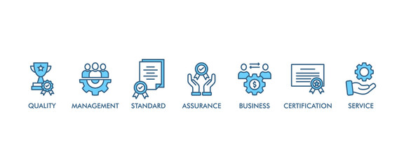 ISO 9001 banner web icon vector illustration concept with icon of quality, management, standard, assurance, business, certification and service