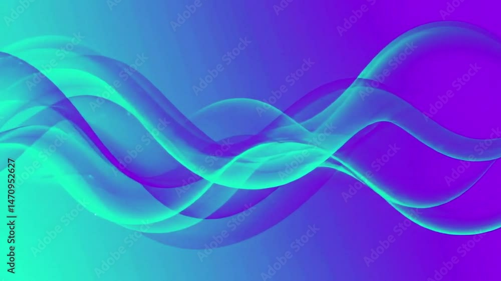 Poster Flowing Abstract Waves: Turquoise and Purple Gradient Background Animation