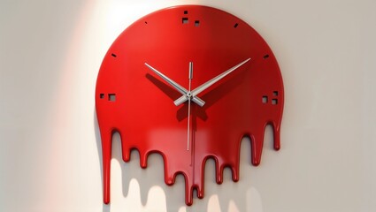 Unique Dripping Red Wall Clock with Modern Design