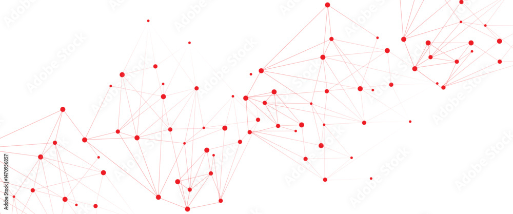 Poster Vector white background with red lines and dots.