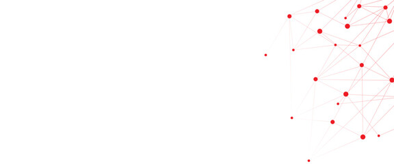 Vector white background with red lines and dots.