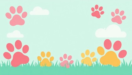 Cute and playful paw print design for kids' products, nursery decor, stationery, Pawprint, Flat