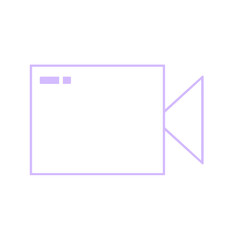 Doodle video camera digicam icon play cute cartoon illustration hand draw that can be used for sticker, book, scrapbook, icon, decorative, etc. with aesthetic colorful purple  color