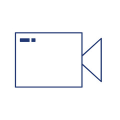 Doodle video camera digicam icon play cute cartoon illustration hand draw that can be used for sticker, book, scrapbook, icon, decorative, etc. with aesthetic colorful blue  color