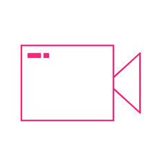 Doodle video camera digicam icon play cute cartoon illustration hand draw that can be used for sticker, book, scrapbook, icon, decorative, etc. with aesthetic colorful pink  color