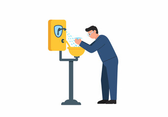 Emergency eyewash station safety measures in industrial environment