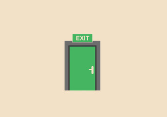 Green Emergency Exit Door Vector Illustration Design Safety Sign