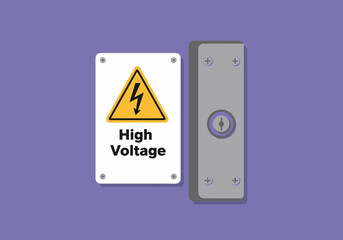 Electric High Voltage Safety Warning Sign On Electric Box