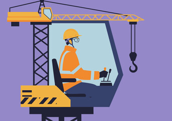 Crane Operator at Construction Site Lifting Load Professionally