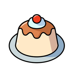 Illustration of pudding cakes with strawberry topping, very suitable as an icon vector design, sticker or logo.