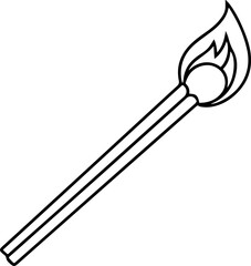 matchstick outline vector illustration, line art