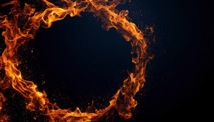 Fiery circular frame on dark background (1)