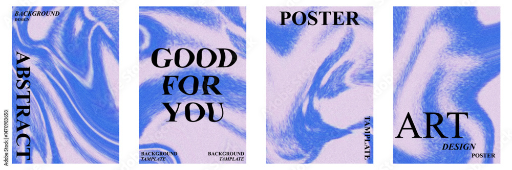 Poster abstract poster set with wavy and textured grain effect. modern minimal design for creative backgrou