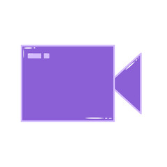 Doodle video camera digicam icon play cute cartoon illustration hand draw that can be used for sticker, book, scrapbook, icon, decorative, etc. with aesthetic colorful purple  color
