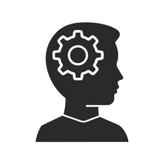 Man head with gears icon silhouette vector illustration
