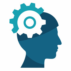Man head with gears silhouette vector illustration