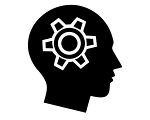 Man head with gears silhouette vector illustration