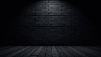 Dark Brick Wall and Wood Floor Interior Scene A Moody, Atmospheric Setting for Design Projects