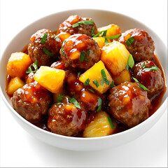 A Sweet and Sour Chinese Style Meatball with Pineapple Slices