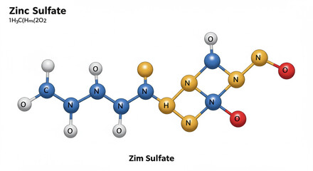 Detailed Molecular Structure of Zinc Sulfate with Clear Atom Representation