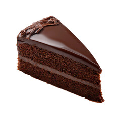 A delicious slice of chocolate cake, a perfect dessert. The cake is rich, moist, and covered in a decadent chocolate glaze.